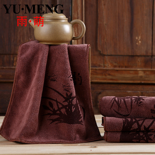 Brushed tea towel 30*30 thick microfiber square towel gift towel absorbent dry cotton and linen tea set cleaning towel