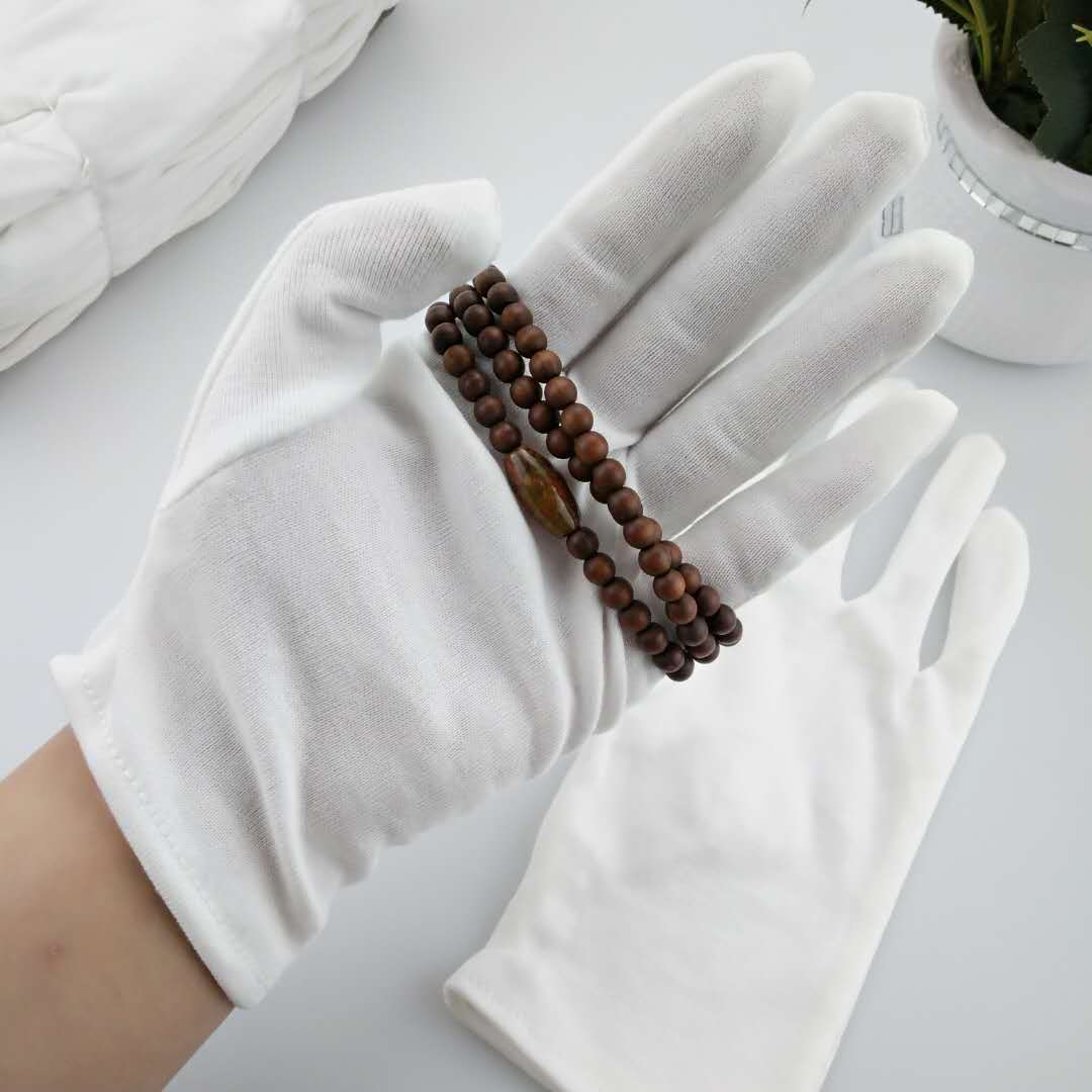 厂家批发 纯棉作业手套 白色棉毛礼仪手套 文玩盘珠质检劳保手套