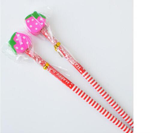 Children's Pencil Creative Student Wooden Cute Animal Eraser Head Pencil Cartoon with Eraser Pencil Stationery Wholesale