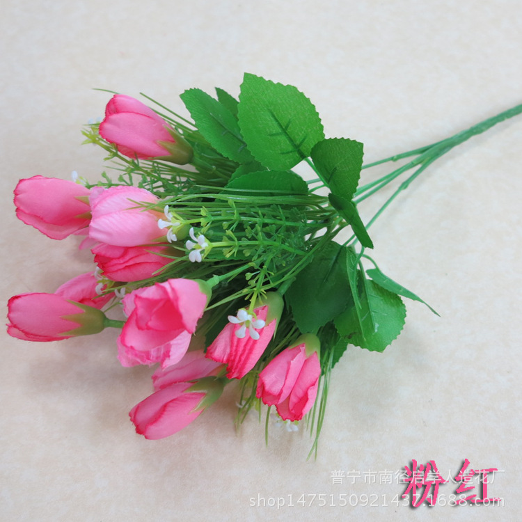 Flores artificiales al por mayor, 15 piezas: tulipán, magnolia, flor de nieve, mezcla de colores