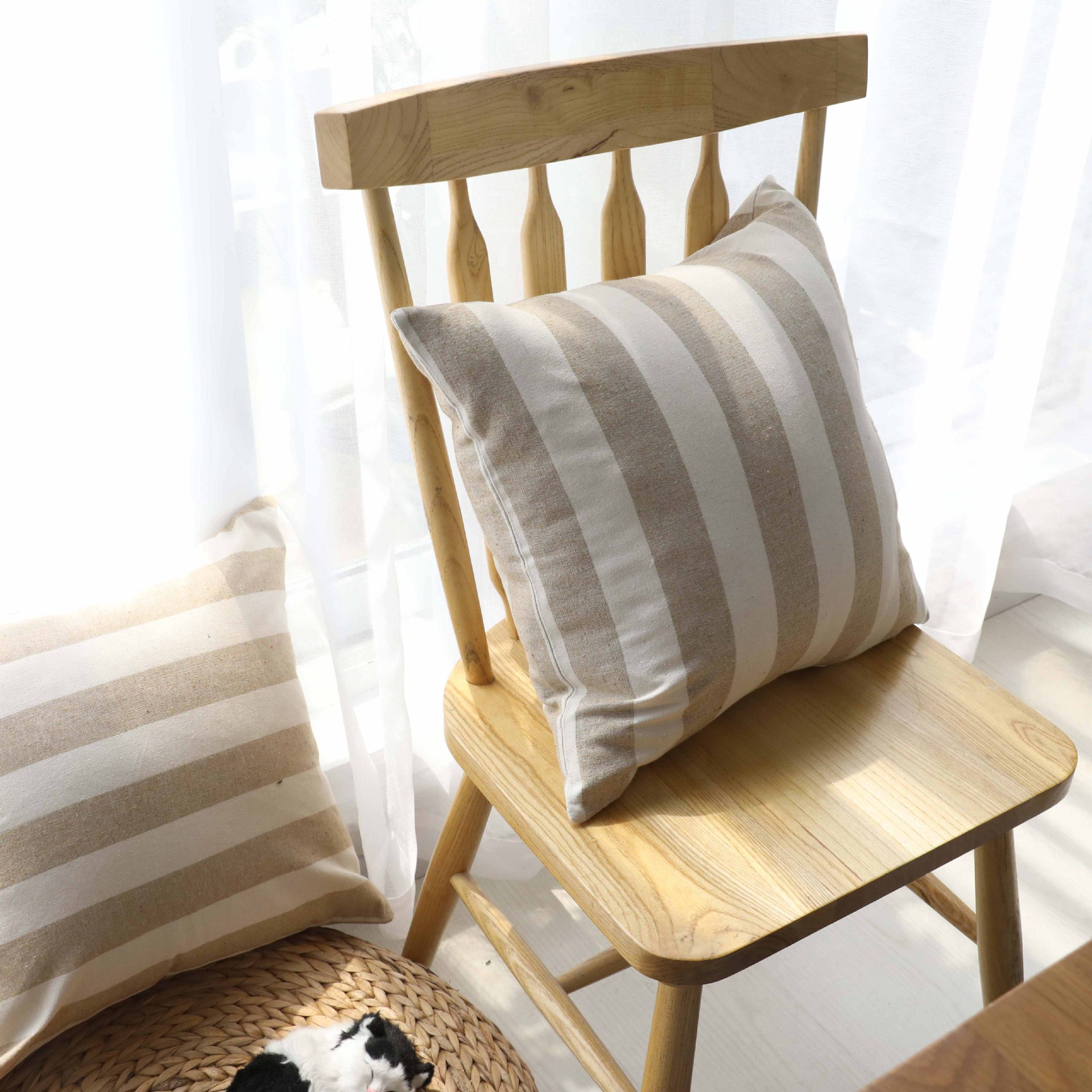 条纹大抱枕靠垫套沙发靠背办公室床头汽车布艺腰靠枕不含芯