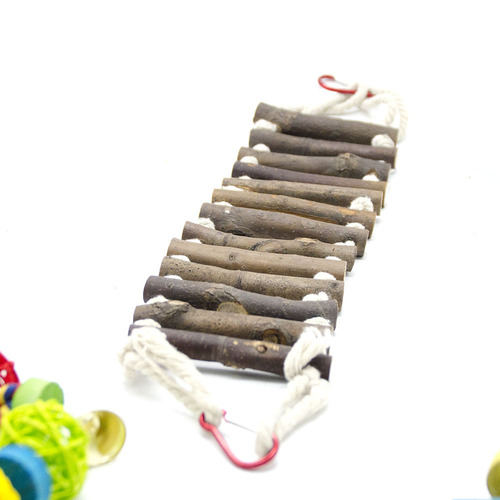Parrot toy bird toy Parrot wooden suspension bridge with leather cloud ladder Cotton rope soft ladder soft bridge cross ladder climbing ladder