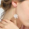 Brand earrings, fashionable long white ear clips, no pierced ears, Japanese and Korean, city style