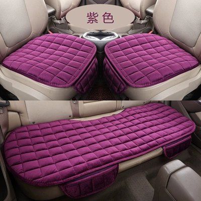 Seat cushion, seat cover winter plush monolithic short wool - purple-three-piece-set-universal