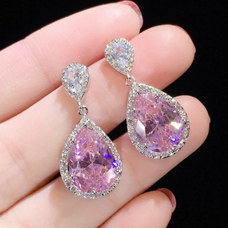 Модные серьги с кристаллами, серебряная игла, цирконий, европейский стиль, простой и элегантный дизайн, образец серебро 925