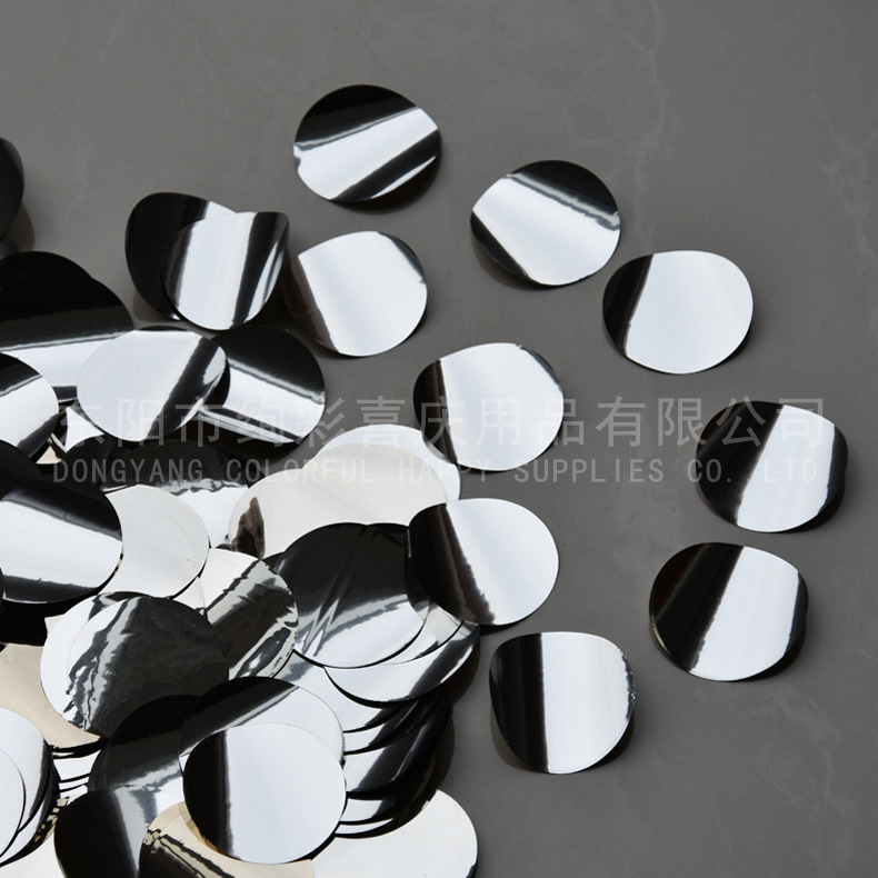 亚马逊热卖跨境专供 银色PET圆片花撒 婚礼手撒PET亮片 3.8CM圆