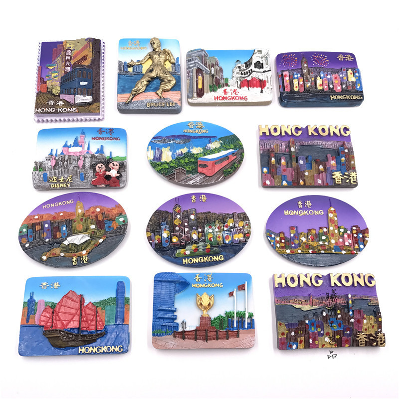 Foreign Trade Hong Kong Original World Tourism Commemorative Resin Refrigerator Stickers Creative Three-dimensional Collection Grade Gifts High Quality Goods