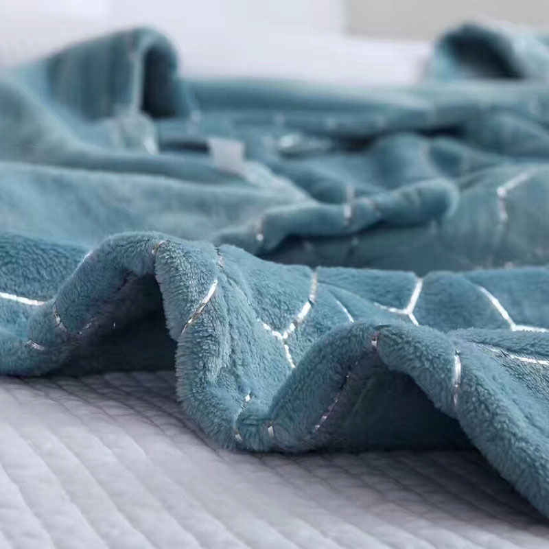 烫金法兰绒 双面法兰绒 格子烫金绒布 毯子家居服抱枕家纺绒布