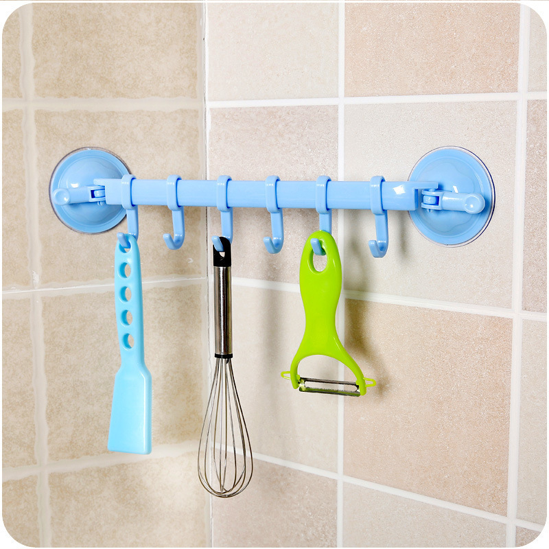 Bloquear ventosa Gancho de 6 piezas cocina baño fila para colgar en la pared Gancho gancho multiusos sin costuras sin clavos gancho de fila para el hogar