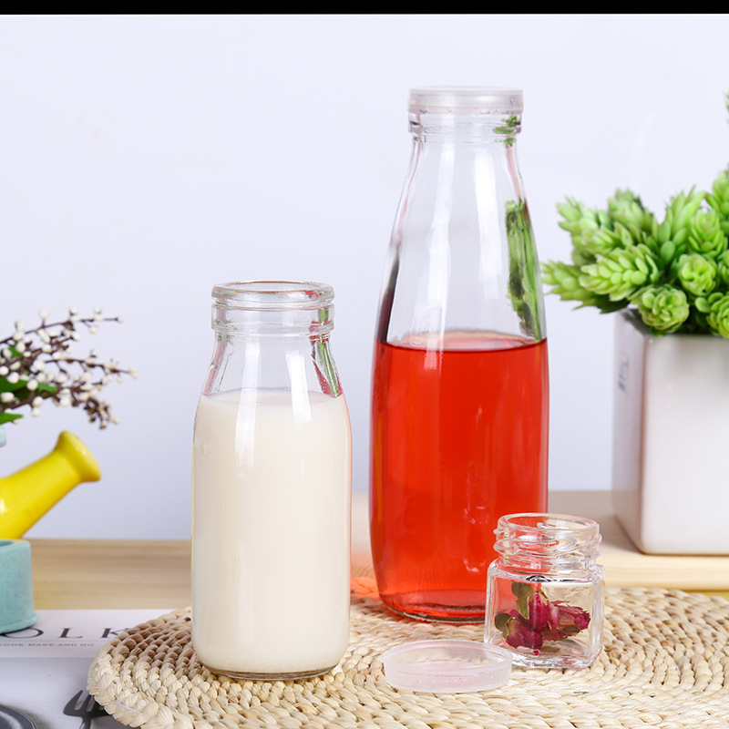 En stock 200 ml botella de yogurt 500ml cubierta de hierro botella de leche de vidrio uno Jin 2 Jin Barra de leche fresca botella de yogurt