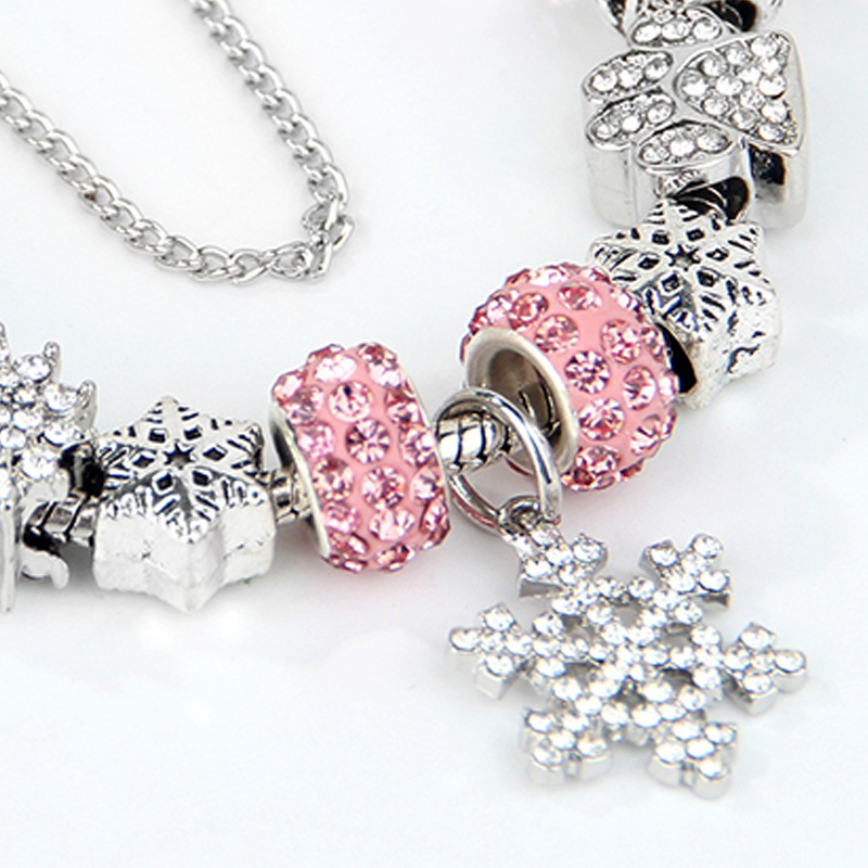 Braccialetti di perline natalizie, nuovi gioielli natalizi, braccialetti di perline con ciondolo a fiocco di neve creativo, gioielli da donna_voghion.com