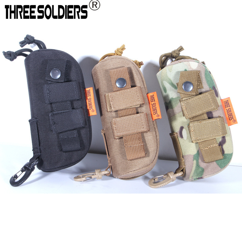 Army fan style glasses box outdoor waist hanging anti-pressure multi-use camouflage storage box molle waist hanging tool box