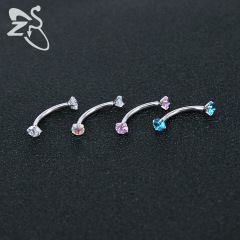 歐美316鈦鋼穿刺鑲鑽眉環飾品 不鏽鋼萬能環圓形鋯石眉釘批發