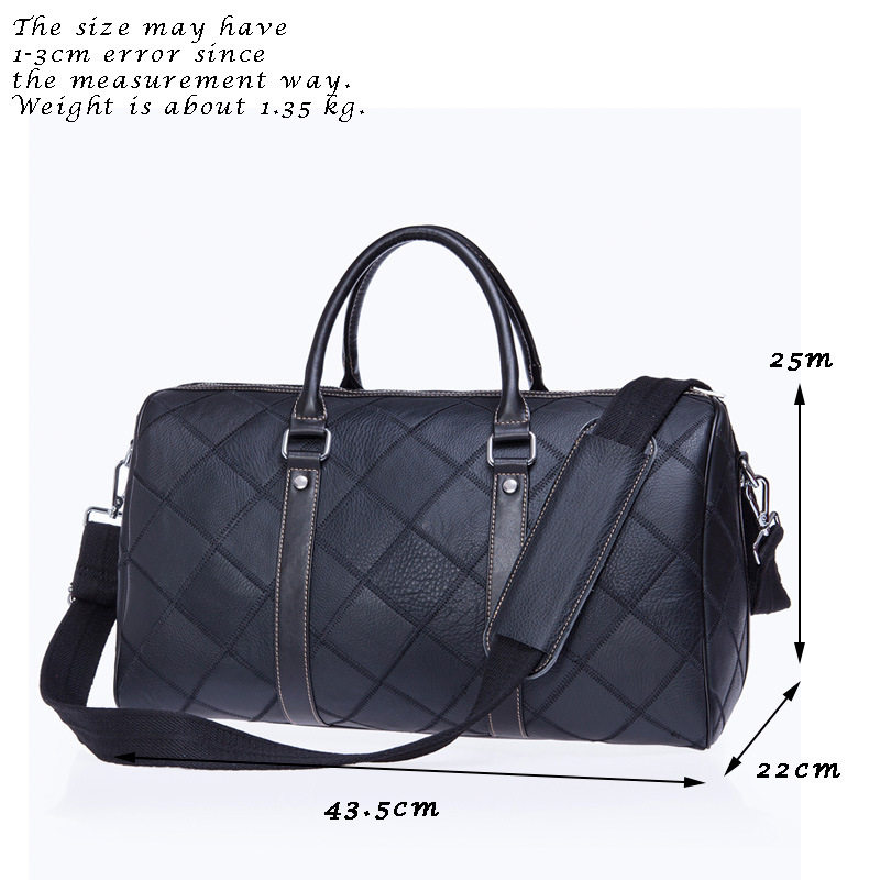 Túi du lịch nam da bò thật họa tiết kẻ caro , túi xách tay đeo vai đựng hành lý — Cà phê 43cm, 8885 cà phê nhạt, 8885 màu đen, Cà phê 8885