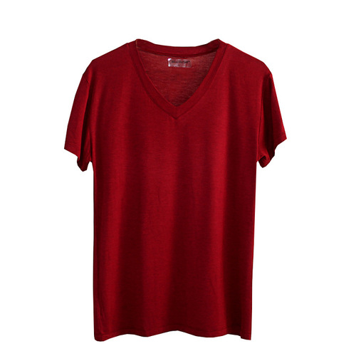 Men's Modal T-shirt Summer V-neck Short-sleeve Thin Casual Plain Color Base Shirt Top Loose Fit