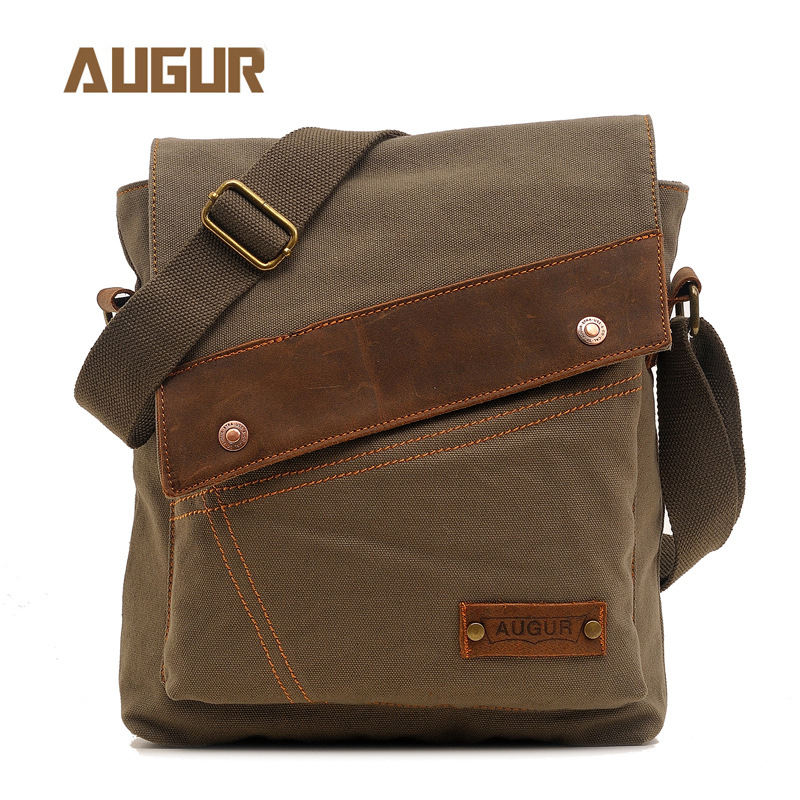 AUGUR nueva bolsa de lona para hombres y mujeres bolsa de mensajero vertical bolsa de hombro suministro transfronterizo retro europeo y americano