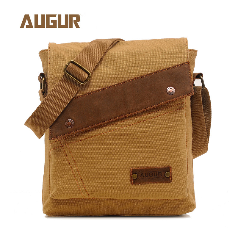 AUGUR nueva bolsa de lona para hombres y mujeres bolsa de mensajero vertical bolsa de hombro suministro transfronterizo retro europeo y americano