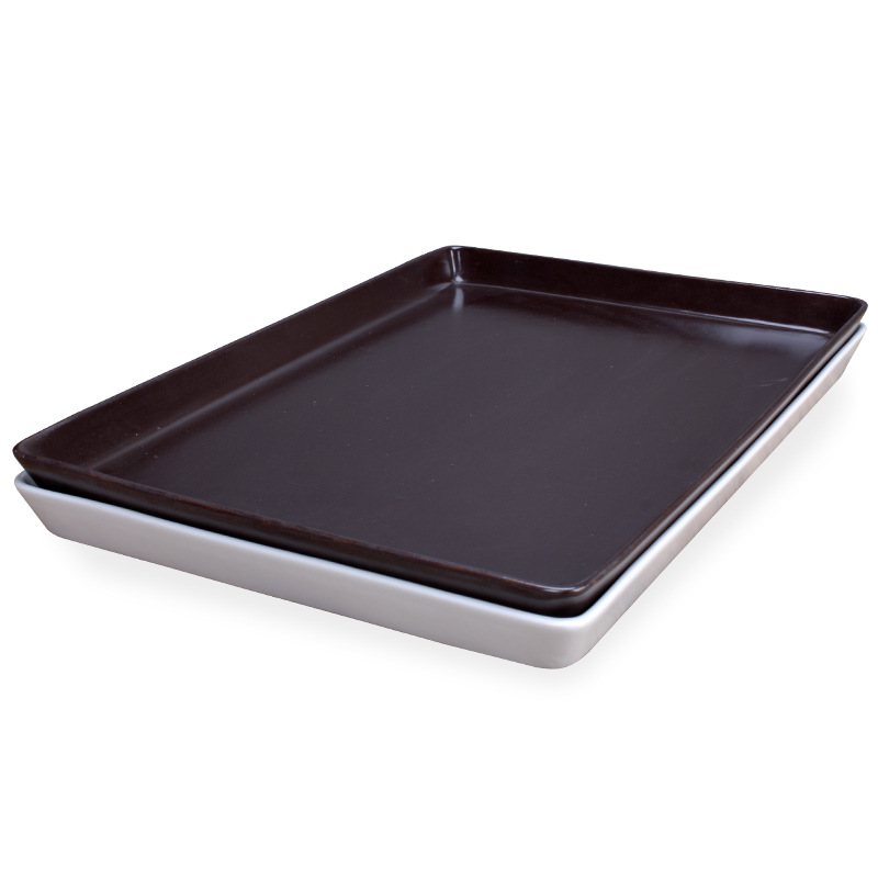 Plato de pavo de porcelana rectangular Bandeja plana de gran tamaño de 18"