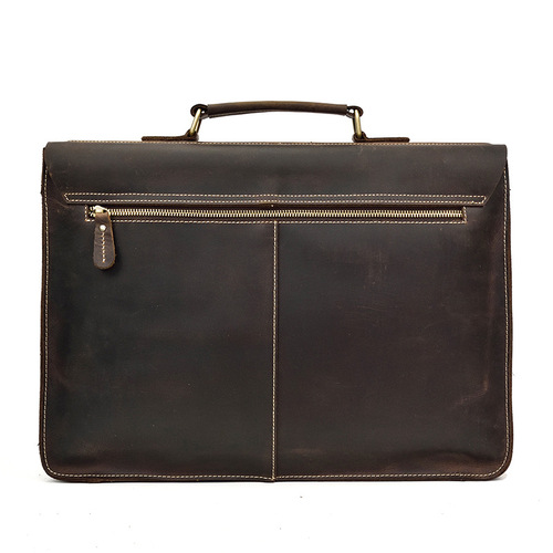 Men's Retro Crazy Horse Leather Briefcase Genuine Leather Computer Bag Casual Shoulder Bag Work Out Handbag 9370