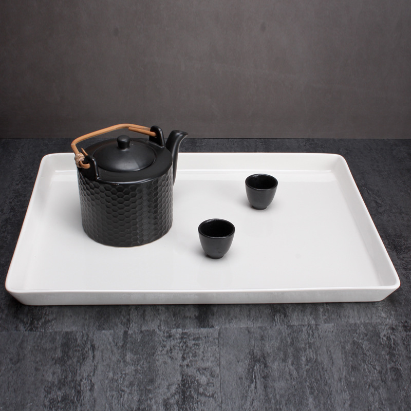 Plato de pavo de porcelana rectangular Bandeja plana de gran tamaño de 18"