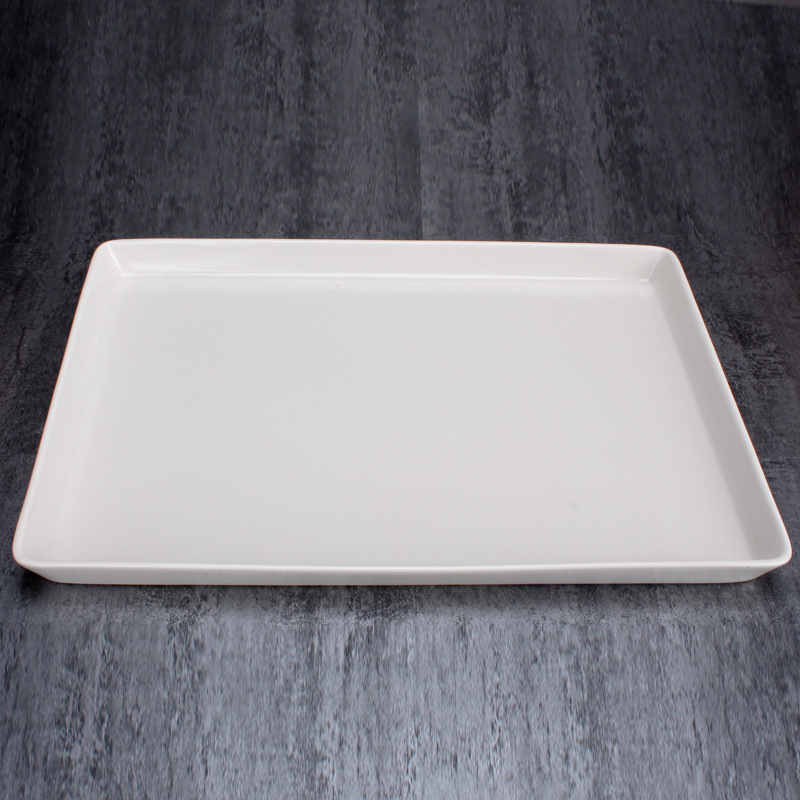 Plato de pavo de porcelana rectangular Bandeja plana de gran tamaño de 18"