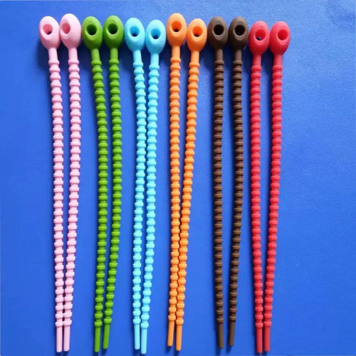 Colorful Data Bundle Line Silicone Strap Reusable Elastic Storage Rope Creative Zipper Silicone Key Chain 