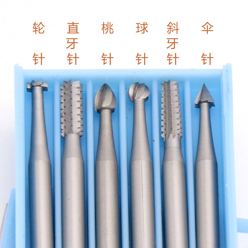 2,35 mango de acero de tungsteno fresadora núcleo de oliva cuchillo de talla eléctrico hueco máquina de dientes micro cuchillo de talla aguja de diente