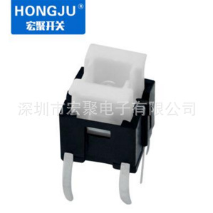 HONGJU 直销6*6*7.2直插式按键开关 带灯轻触按钮单灯 双灯 ROHS