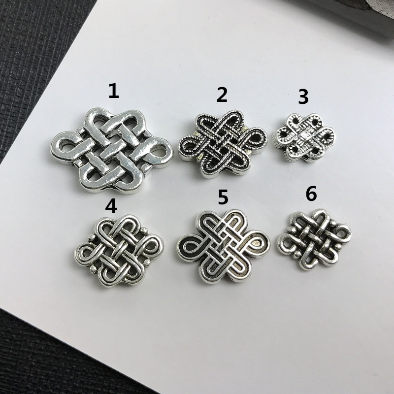 DIY手工串珠材料配件 藏银合金背云中国结隔珠 复古合金吊坠批发