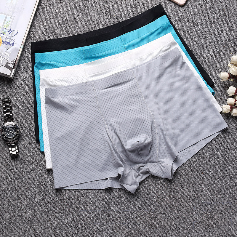 Seamless men's underwear, mesh ice silk briefs, cool and breathable, comfortable and trendy shorts.