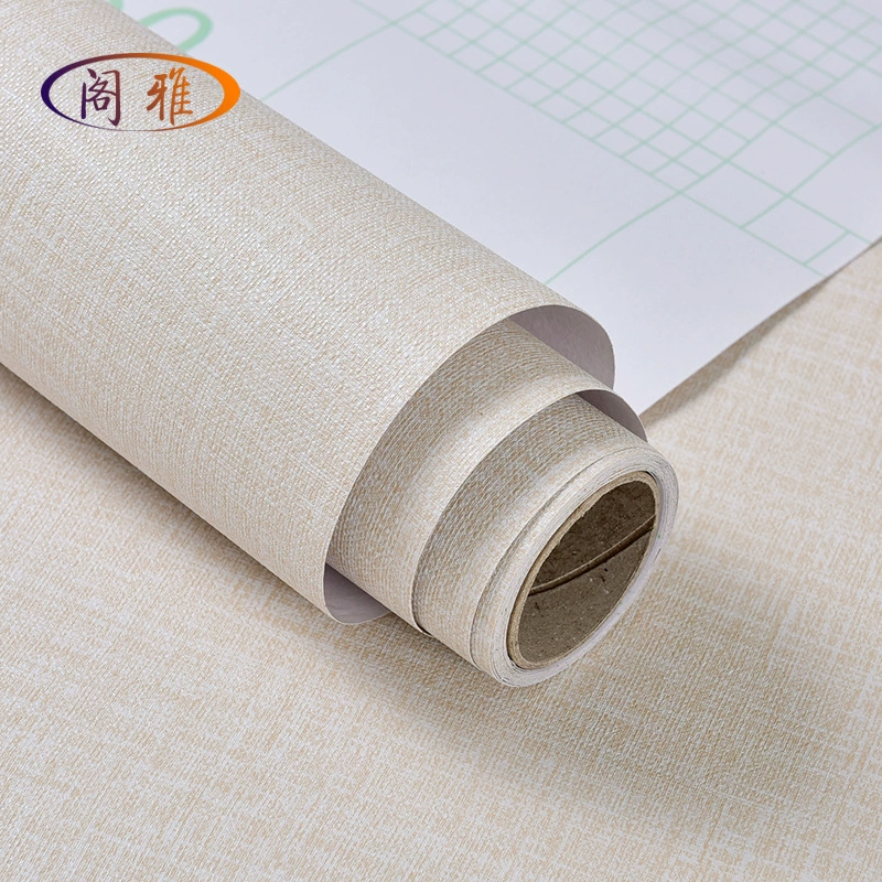 Self-Adhesive PVC Wallpaper, Imitation Linen Pattern, Waterproof & Moisture-Proof, Various Widths