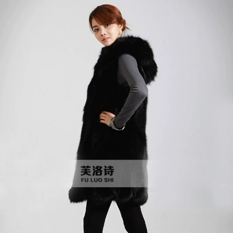 Black keep warm long hoody, vest, jacket, mid-length, Korean style