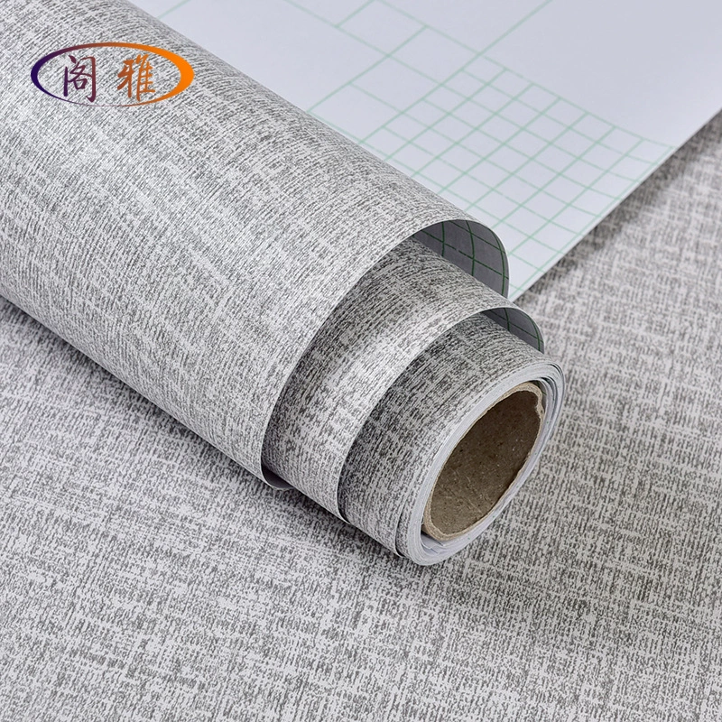 Self-Adhesive PVC Wallpaper, Imitation Linen Pattern, Waterproof & Moisture-Proof, Various Widths