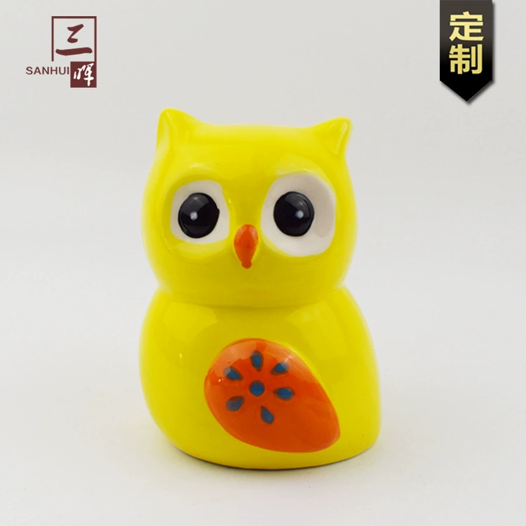 Piggy bank, hand painting, owl