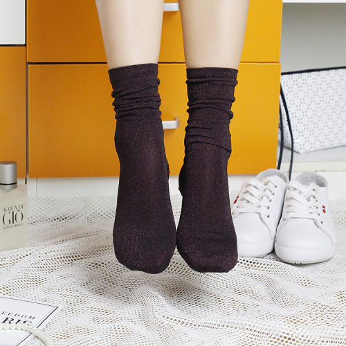 Golden thread, shiny thread, silver thread autumn and winter stack socks, Japanese Korean medium-length socks, sock covers, fishnet socks, short socks, fashionable socks, children, summer