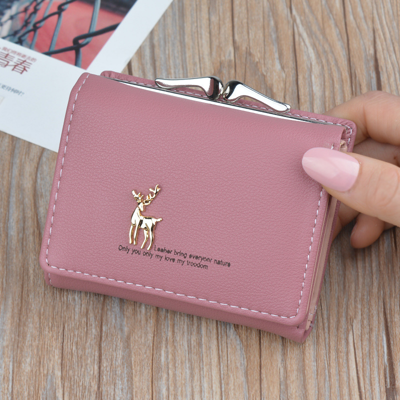 New wallet women's short wallet female student Korean fashion folding large capacity soft wallet small coin purse