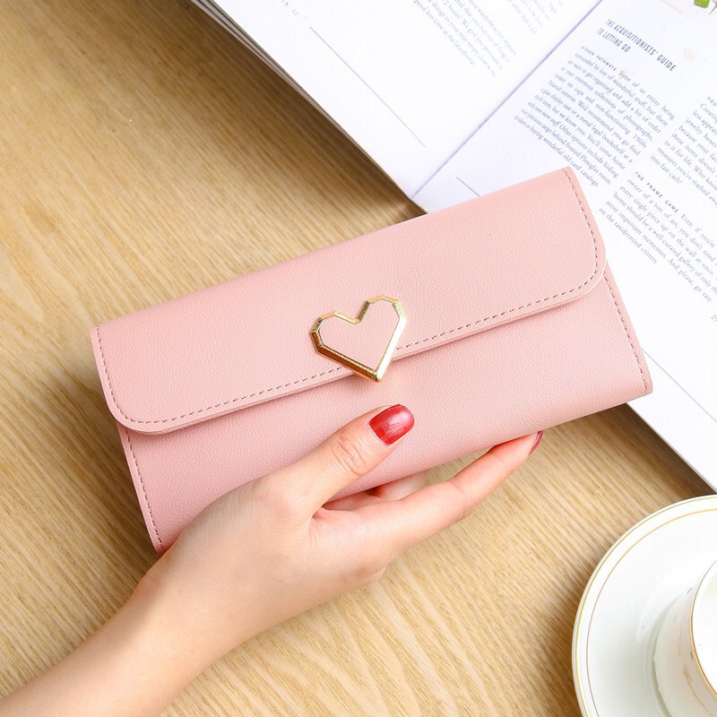 2023 new plain heart-shaped wallet women's long multi-card buckle mobile phone women's wallet factory in stock wholesale 2023 new plain heart-shaped wallet women's long multi-card buckle mobile phone women's wallet factory in stock wholesale