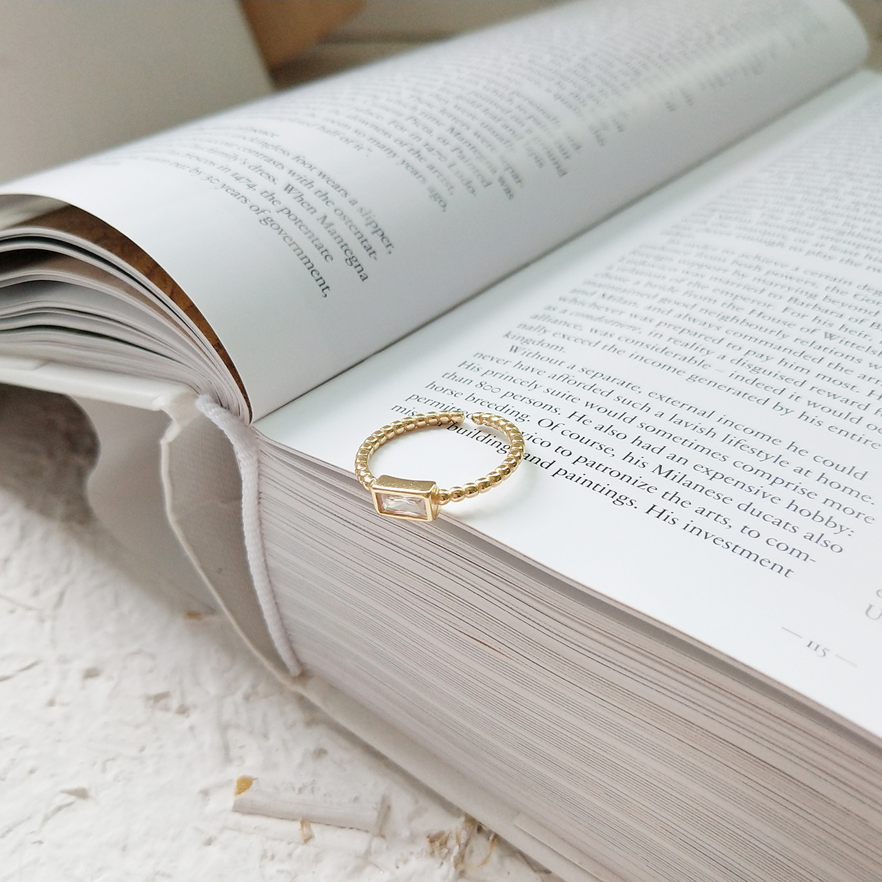Rectangular fashionable one size wedding ring, Korean style, silver 925 sample, simple and elegant design