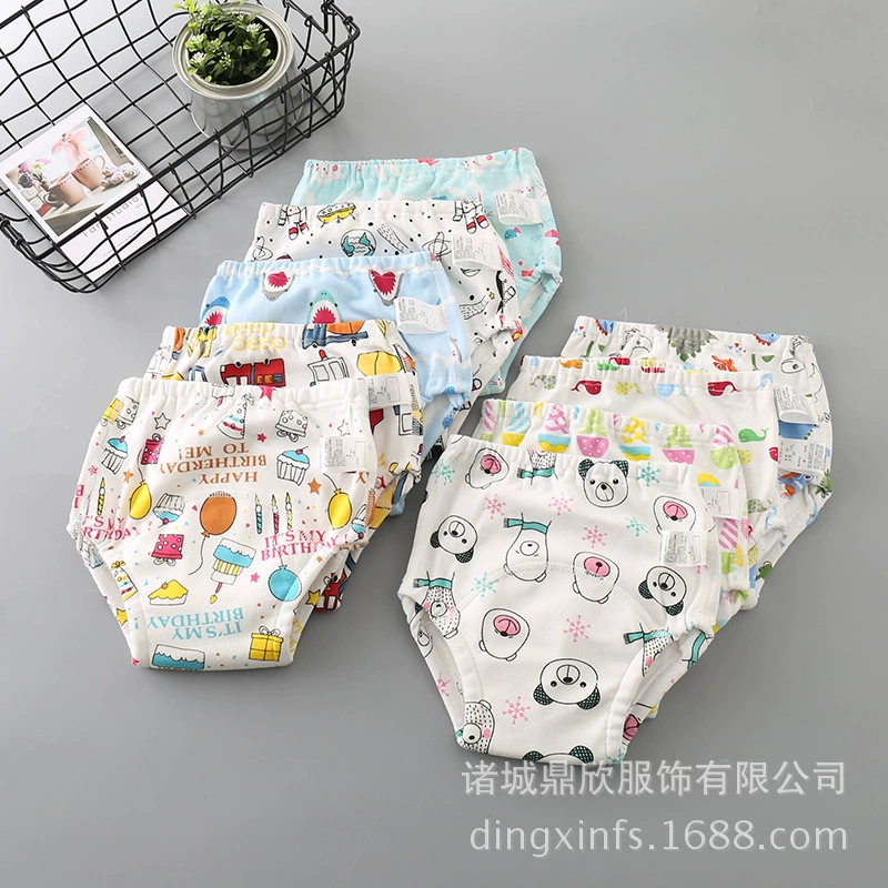 Children's Gauze Training Pants, Cotton with TPU Waterproof Layer, Sizes 80–120