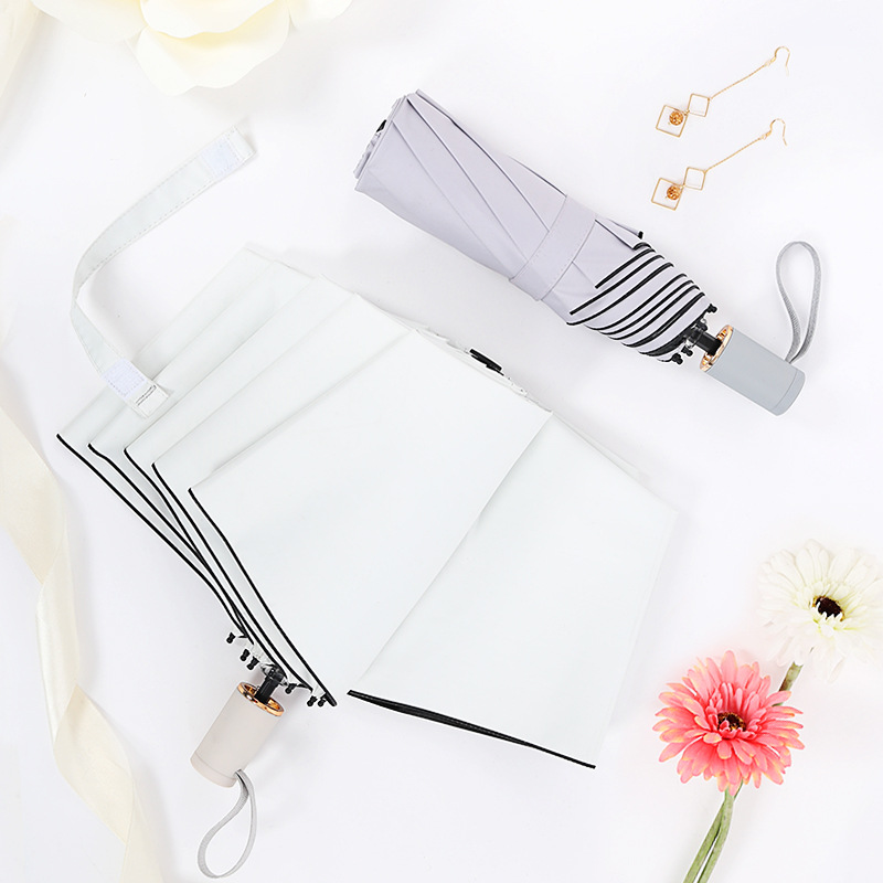 Solid Color Umbrella For Women, UV Protection, Foldable Parasol, Korean Style, Fresh Top Quality Elegant, Dual-Use For Sun And Rain_voghion.com