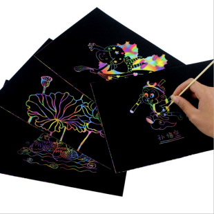 Cross-border creative diy scratch 32k thick colorful graffiti paper hand colorful scratch paper decoration wholesale