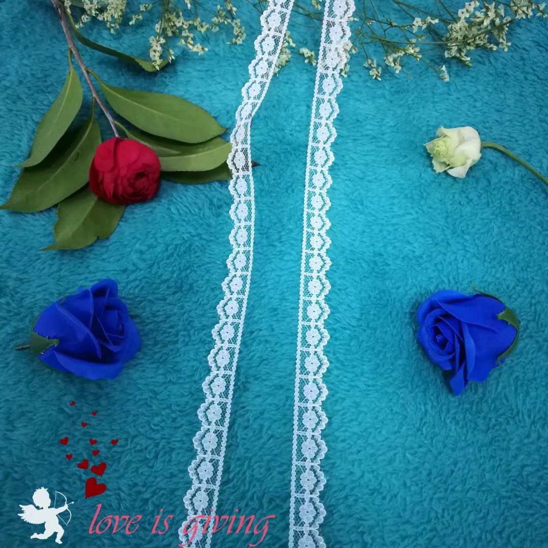 黑白现货1.5公分梅花单边手套辅料 尼龙蕾丝花边168-1#厂家直供