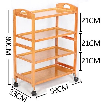 Bambú nuevo portátil comedor coche cocina rack de almacenamiento salón de belleza carro té rack de almacenamiento fábrica de coches al por mayor