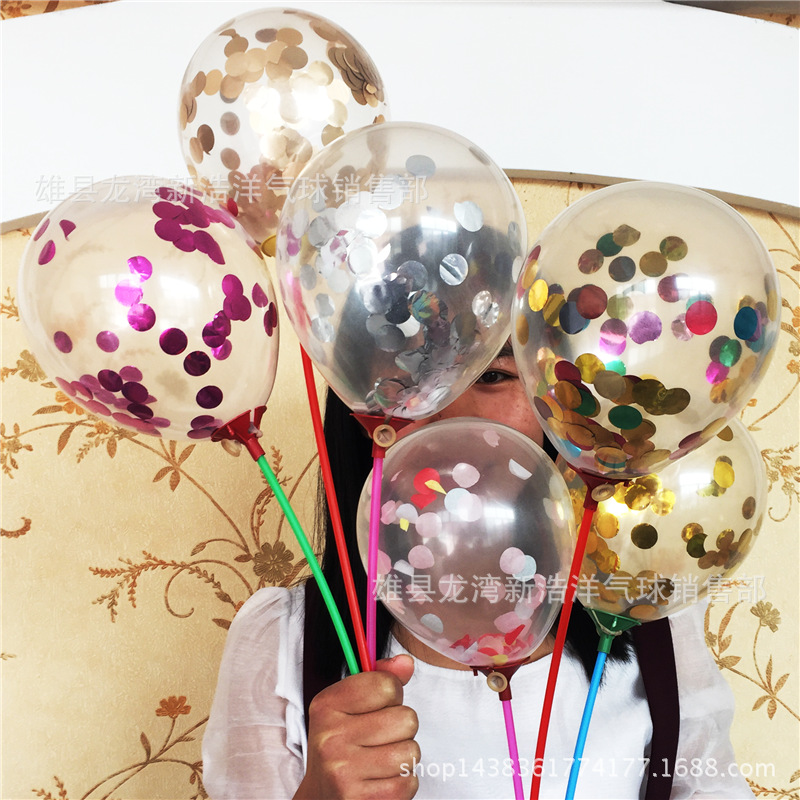 5 Inch Transparent Latex Balloon Confetti Round Balloon Aluminum Film Sequin Paper Balloon ins Cyber Celebrity Sequin Balloon