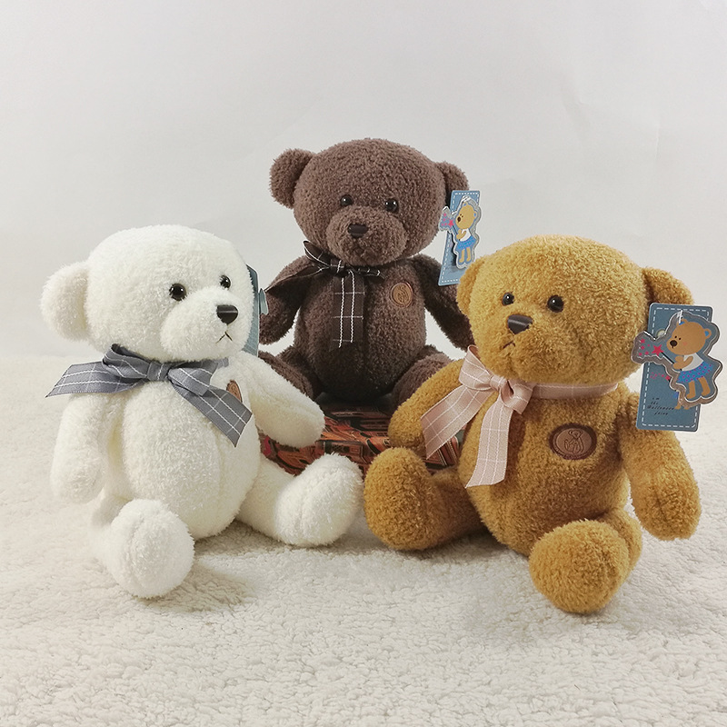 坐姿领结泰迪熊毛绒玩具小熊公仔泰迪狗娃娃剪刀机抓机娃娃批发