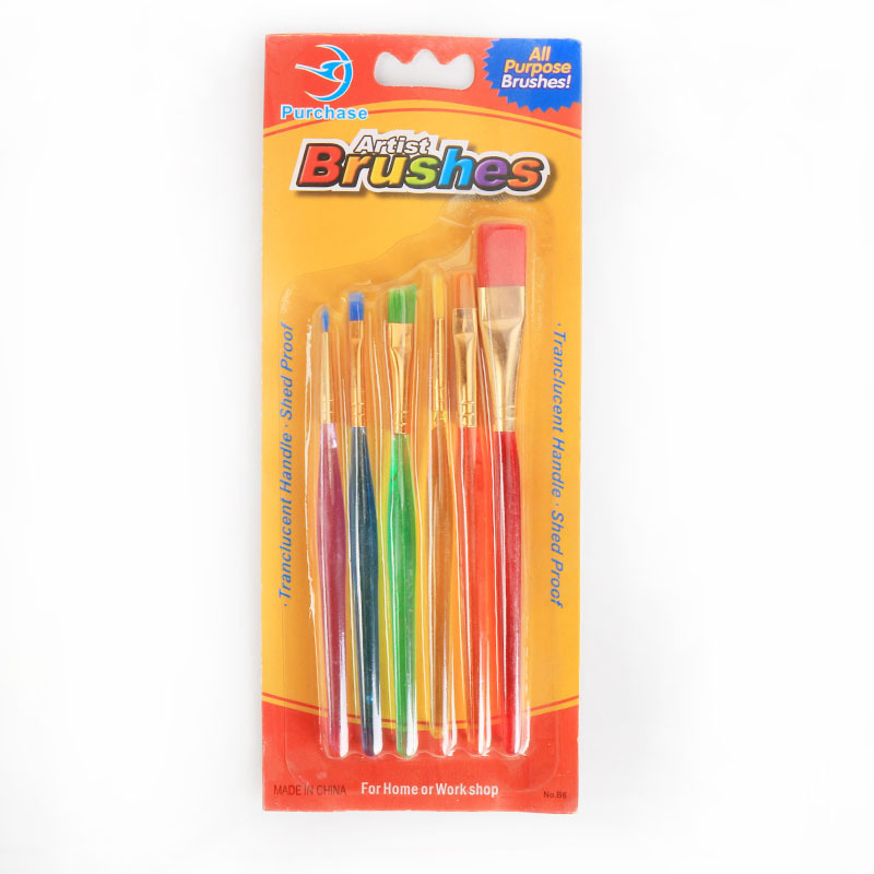 クロスボーダー6点セット児童絵筆キャンディー色プラスチック棒水彩絵筆美術絵筆現物供給|undefined