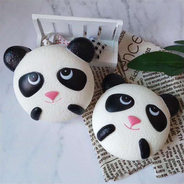 Squishy 新品PU慢回弹减压仿真玩具  带香味10cm熊猫头面包