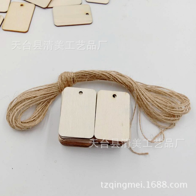 Colgante rectangular redondeado de madera con agujeros, decoración pintada de bricolaje, colgante de madera rectangular redondeado