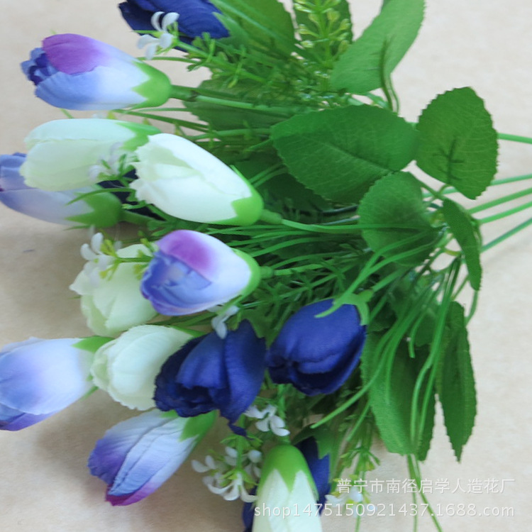 Flores artificiales al por mayor, 15 piezas: tulipán, magnolia, flor de nieve, mezcla de colores