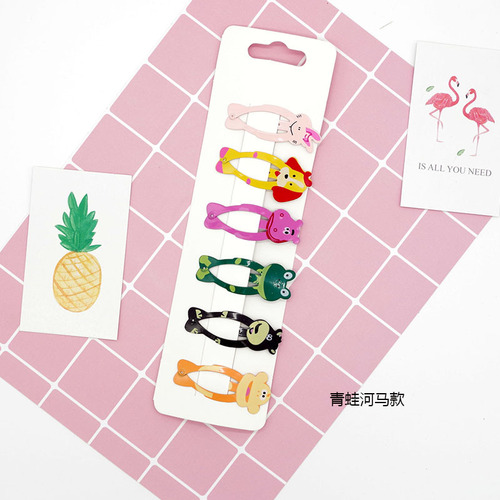 Cross-border exclusive for European and American children's animal hair clips with cute prints for girls bb clips color princess hair clips and hair accessories set